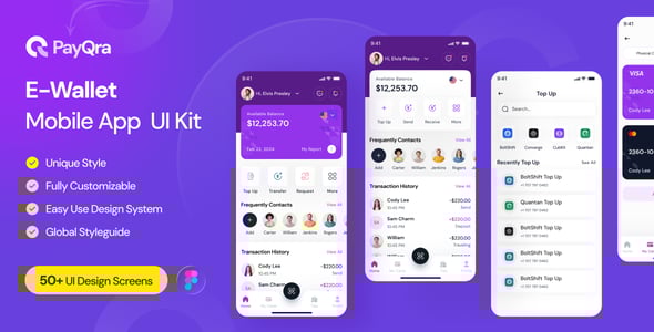 PayQra - E-Wallet Mobile App UI Kit