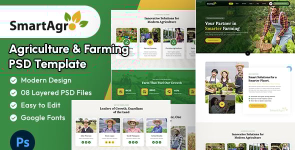 SmartAgro - Agriculture & Farming PSD Template