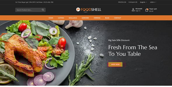 Foodshell - Sea Food Restaurant Store Shopify 2.0 Responsive Theme