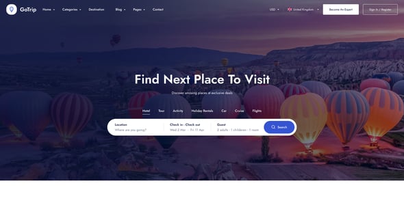 GoTrip - Travel & Tour Agency HTML Template