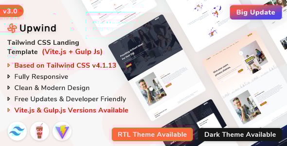Upwind - Tailwind CSS Landing Page Template (Tailwind CSS v4)