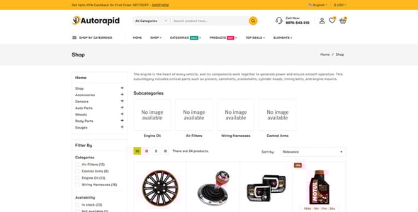 Autorapid - Auto Parts and Car Accessories Store Prestashop Responsive Theme