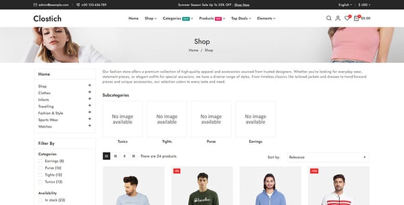 Clostich - Apparel Fashion Store Prestashop Responsive Theme