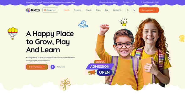 Kidza - Kindergarten WordPress Theme for PreScool