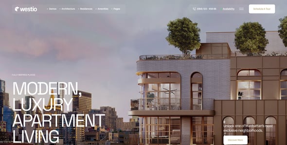 Westio – Real Estate & Apartment Landing Page WordPress Theme