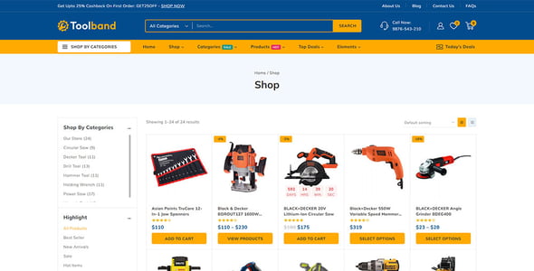 Toolband - Tools Store WordPress WooCommerce Theme