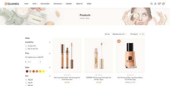 Glamika - Skincare & Cosmetics Store Shopify 2.0 Responsive Theme