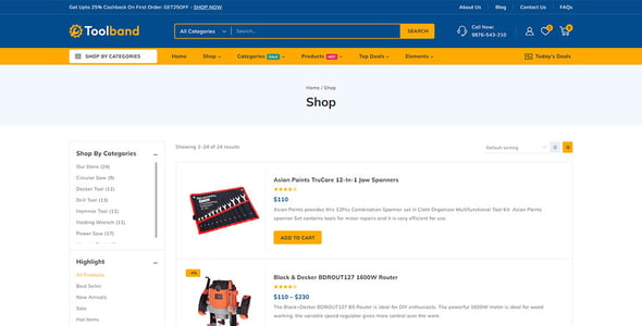 Toolband - Tools Store WordPress WooCommerce Theme