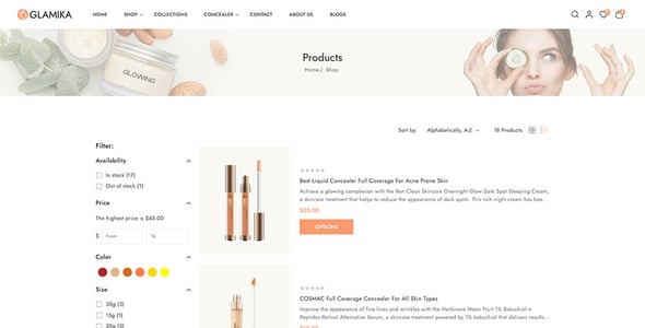 Glamika - Skincare & Cosmetics Store Shopify 2.0 Responsive Theme