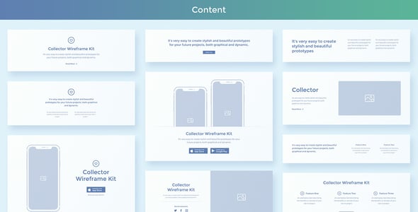 Collector – Web Wireframe UI Kit for AdobeXD