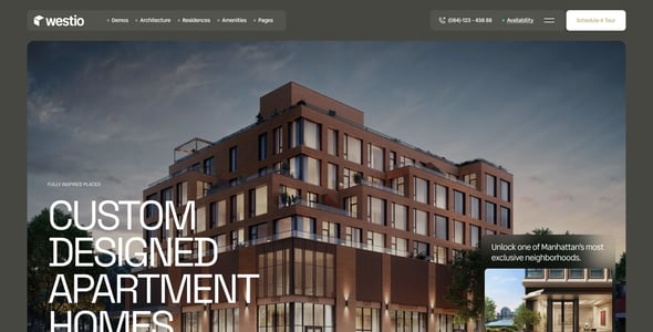 Westio – Real Estate & Apartment Landing Page WordPress Theme