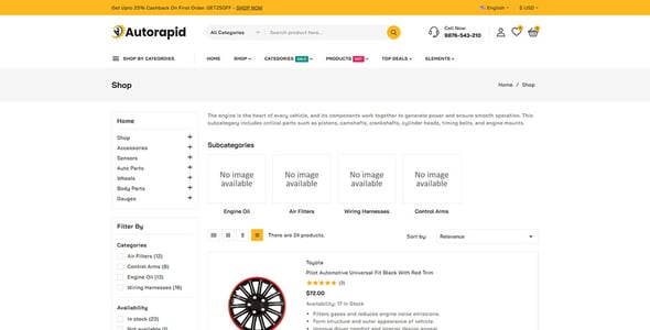 Autorapid - Auto Parts and Car Accessories Store Prestashop Responsive Theme