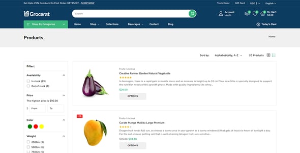 Grocerat - Grocery and Food Store Shopify 2.0 Responsive Theme