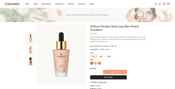 Glamika - Skincare & Cosmetics Store Shopify 2.0 Responsive Theme