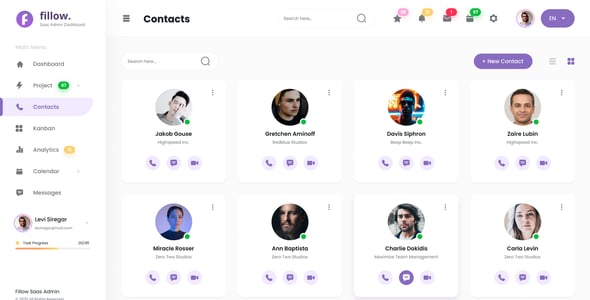 Fillow - Saas Admin Dashboard UI Template Figma