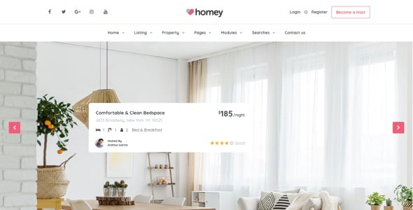 Homey - Booking and Rentals WordPress Theme