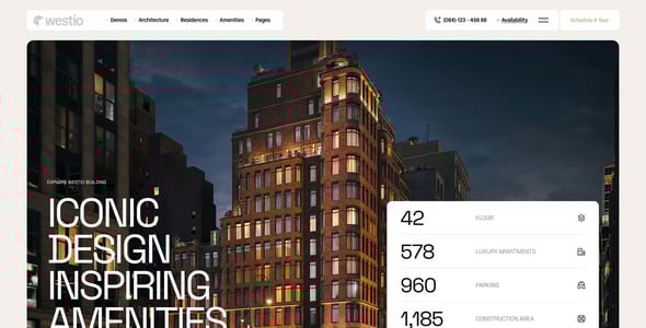 Westio – Real Estate & Apartment Landing Page WordPress Theme