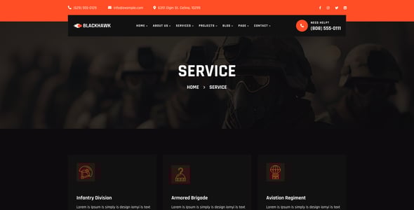 BlackHawak - Military Service HTML5 Template