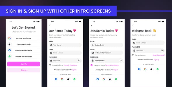 Multipurpose Dating Mobile App PWA HTML Template - Romio