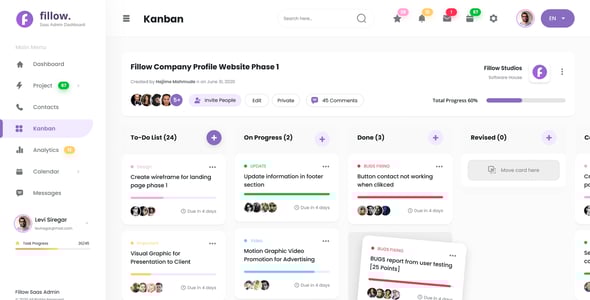 Fillow - Saas Admin Dashboard UI Template Figma