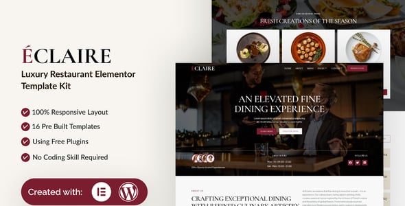 Eclaire - Luxury Restaurant Elementor Template Kit