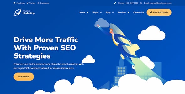 Influence Marketing - SEO & Digital Agency Elementor Pro Template Kit