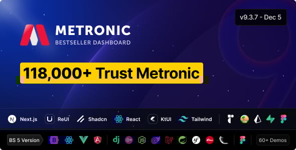 Metronic | Tailwind, Bootstrap, React, Next.js, Vue, Angular, Laravel Admin Dashboard HTML Template