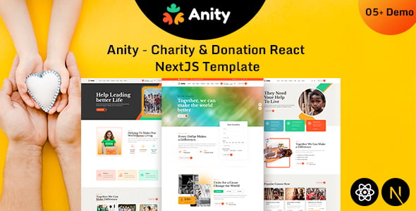 Anity | Charity & Donation React + NextJS Template