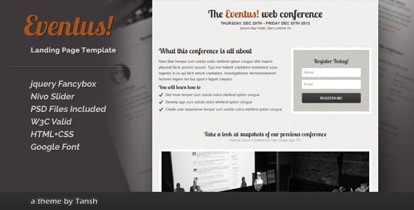 Eventus - Landing Page