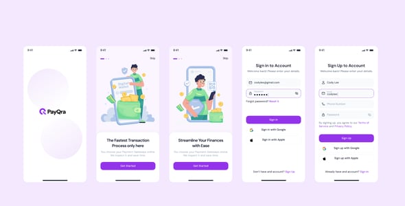 PayQra - E-Wallet Mobile App UI Kit