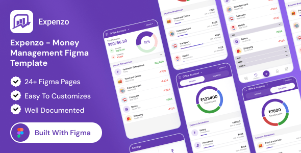 Expenzo - Money Management Figma App UI Template