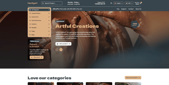 Handyart - Art & Handmade Shop Shopify OS 2.0