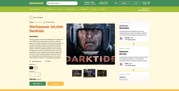 Gameness - Multipurpose Gaming Shopify 2.0 Store