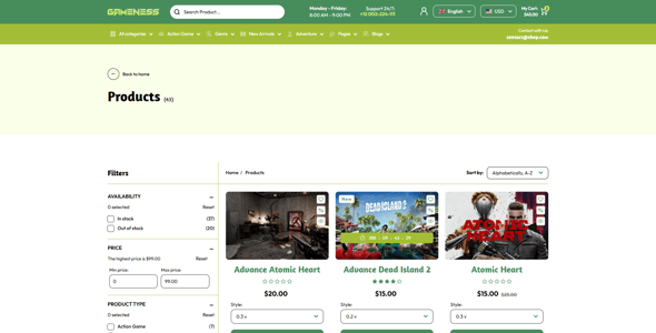 Gameness - Multipurpose Gaming Shopify 2.0 Store
