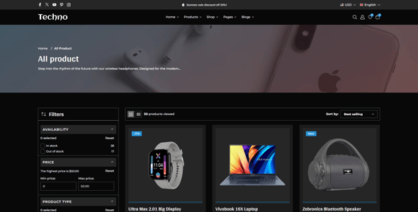 Techno - Electronics & Gadgets Ecommerce Shopify 2.0 Theme