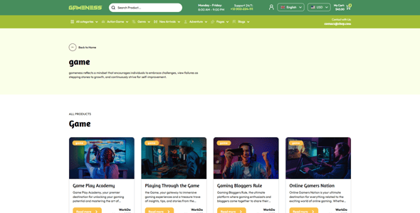 Gameness - Multipurpose Gaming Shopify 2.0 Store