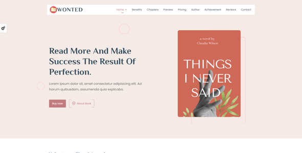 Wonted - Book & Author Landing page