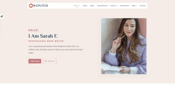 Wonted - Book & Author Landing page